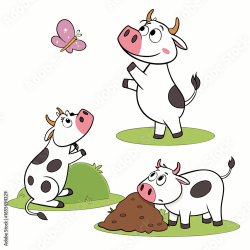 set of funny cartoon animals
