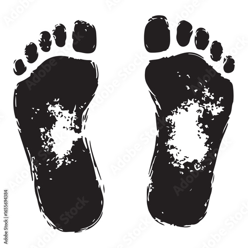 baby feet logo silhouette vector, baby foot logo icon vector silhouette, footprint vector illustration logo, silhouette of baby footprints icon vector silhouette design on white background