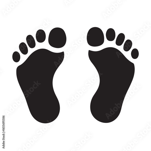 baby feet logo silhouette vector, baby foot logo icon vector silhouette, footprint vector illustration logo, silhouette of baby footprints icon vector silhouette design on white background