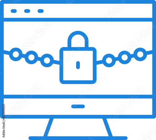 ransomware line icon, ransomware icon — cyber attack, malware threat, data hacking, security breach symbol vector