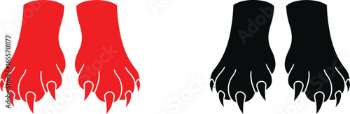 Dog paws vector illustration set animal feet with claws art