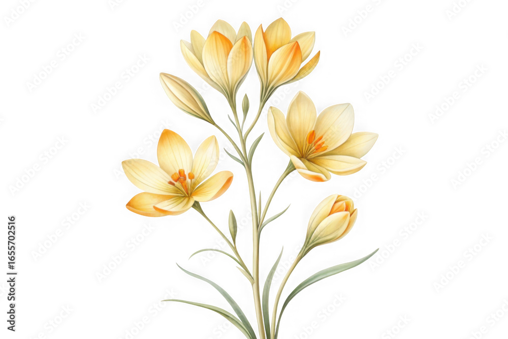 Naklejka premium Delicate yellow crocus flowers bloom on a dark background