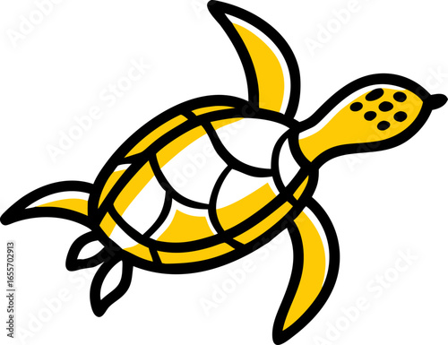 Sea turtle swimming with flippers extended isolated on white background isolated on transparent background