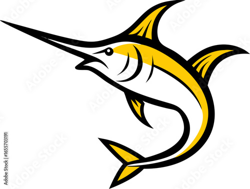 Swordfish with pointed nose isolated on white background isolated on transparent background