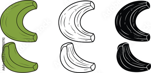 Banana illustration set vector drawing fruit art design food