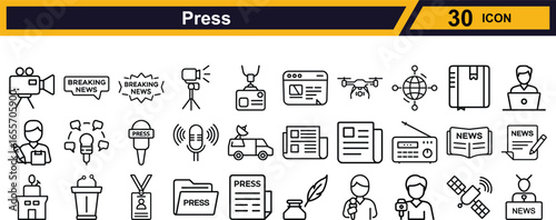 Vector art of press and media icons set