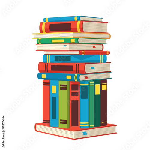 A tall stack of colorful books ready for reading and learning a vast amount of knowledge