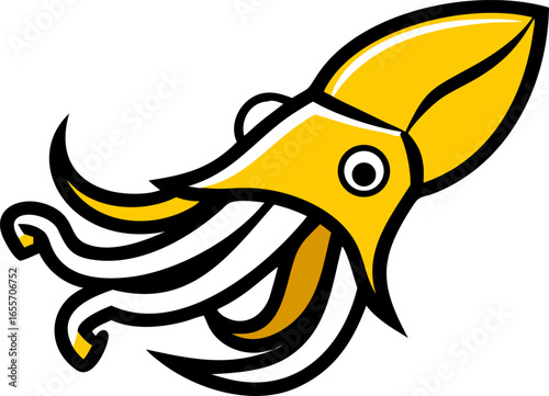 Cuttlefish with tentacles spread isolated on white background isolated on transparent background