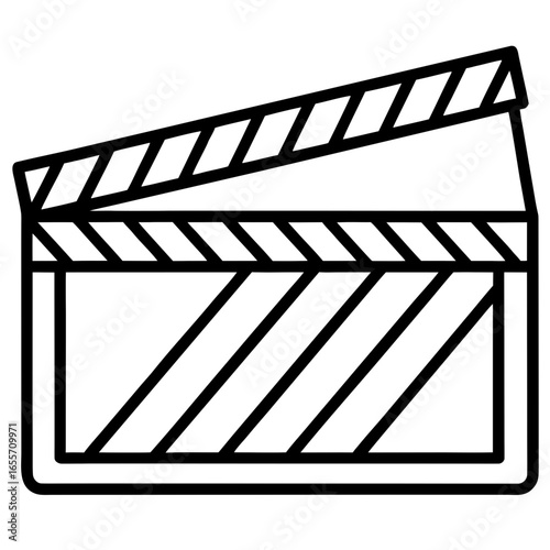 Outline drawing of a film clapperboard with diagonal lines indicating the slate sections and board edges "svg"