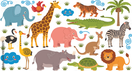African Animals Vector Illustration Set for Creative Designs