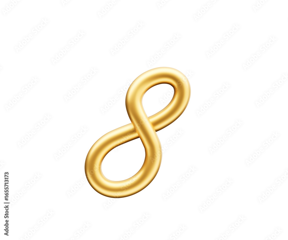 Obraz premium 3d Golden Shiny Digit 8 Number Eight Rounded Inflatable Font White Background 3d Illustration