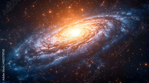 Majestic Spiral Galaxy with Bright Core and Countless Stars in S