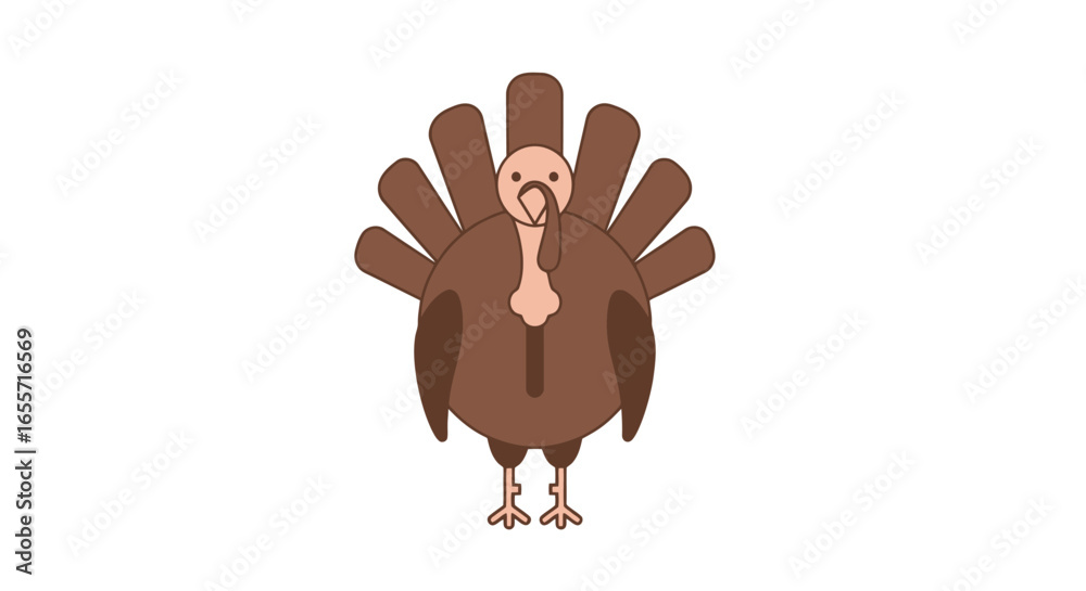 Obraz premium Cartoon Turkey Illustration for Thanksgiving Day Celebration and Seasonal Decoration, Perfect for Holiday Greeting Cards and Festive Design Projects.