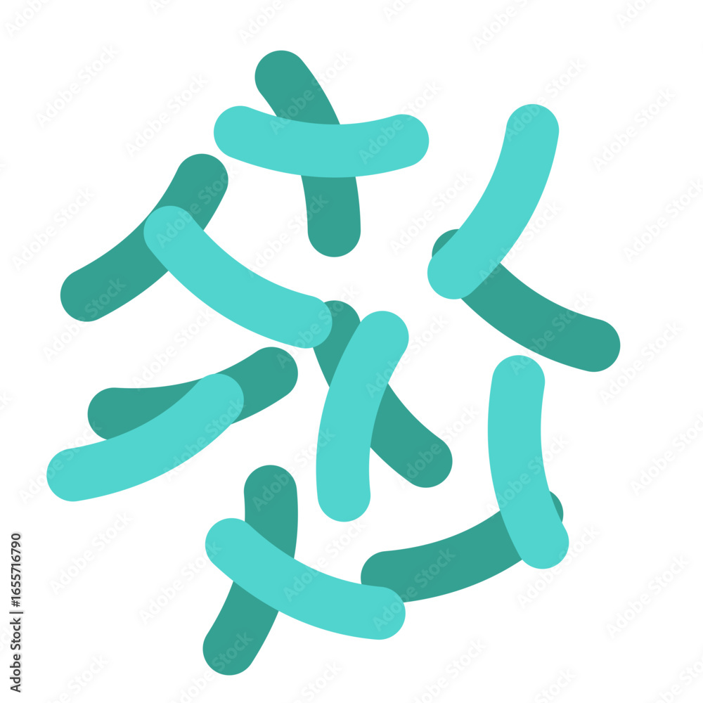Stylized flat vector illustration of rod-shaped bacteria or bacilli. Abstract microbial background concept for science, health, or probiotics.