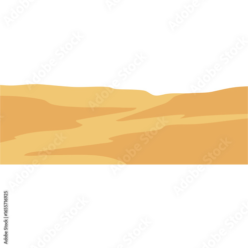 Simple vector illustration of a desert landscape with rolling sand dunes. Minimalist arid scenery background with copy space for text.