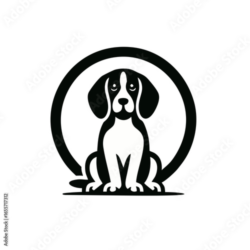 Beagle dog logo in black and white