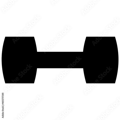 Simple Black Dumbbell Icon on White Background - Gym and Fitness Equipment Symbol