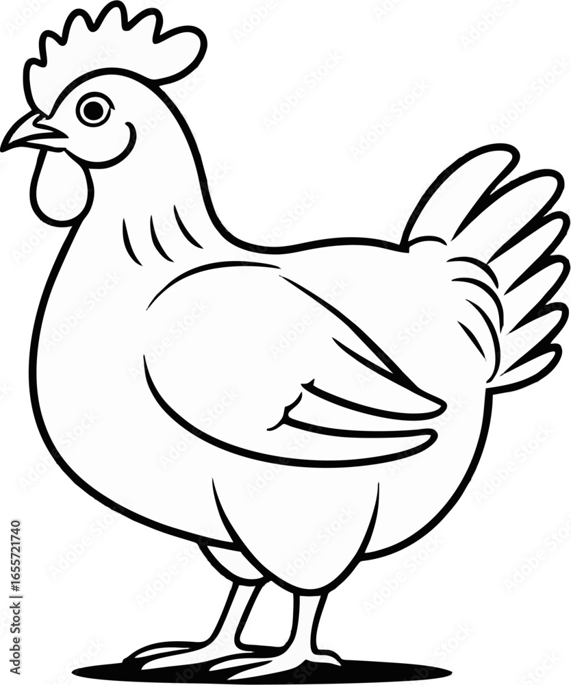 Fototapeta premium Chicken illustration suitable for farmrelated projects, menus, childrens books, educational materials, and agricultural businesses. Bright, colorful, and versatile design.