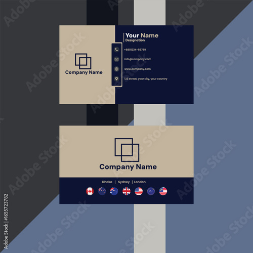 Luxury premium business card design template. Modern premium visiting card design. Dark Blue Business Card For New Brand. Best business car