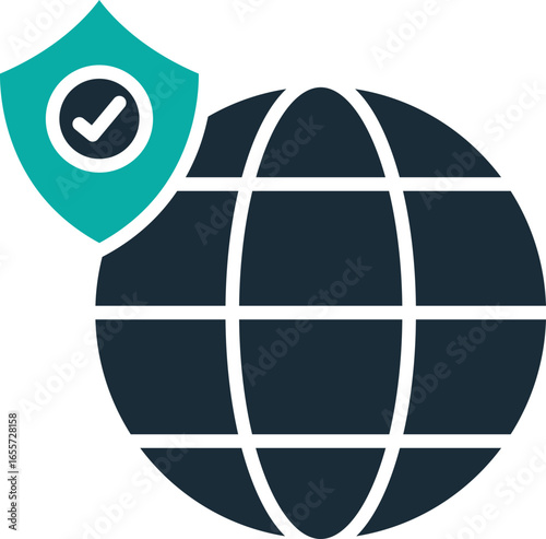 Web protection color icon, web protection icon – internet security, shield, firewall, safe browsing symbol