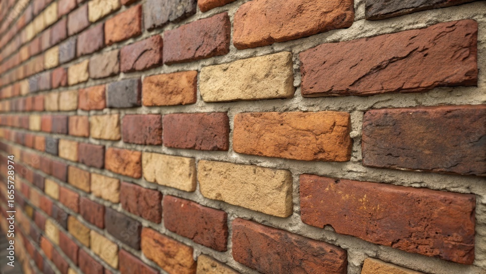 Obraz premium A textured brick wall with varying shades of red and brown