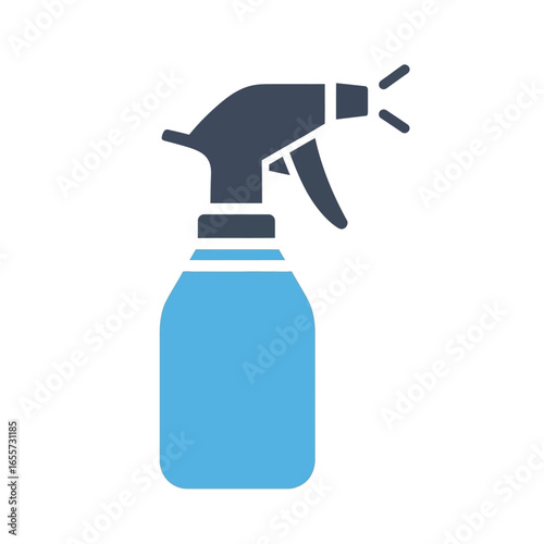 Spray bottle glyph icon for cleaning and sanitation concepts. Simple vector illustration of a sprayer symbol for household chores, disinfection, and misting.