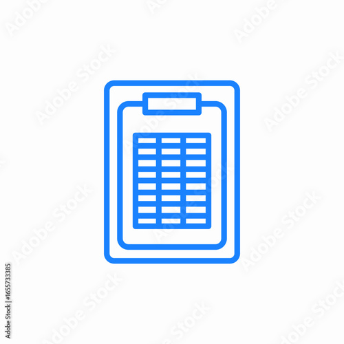 spreadsheet on clipboard icon sign vector