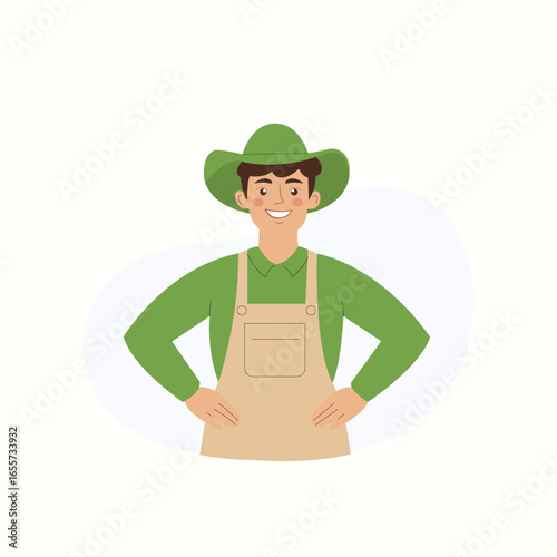 Smiling Farmer Character Flat Illustration