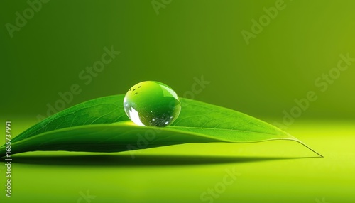 Green leaf with water drops, Sustainability images