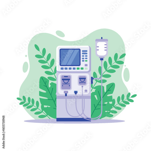 Modern Medical Ventilator Machine Illustration.