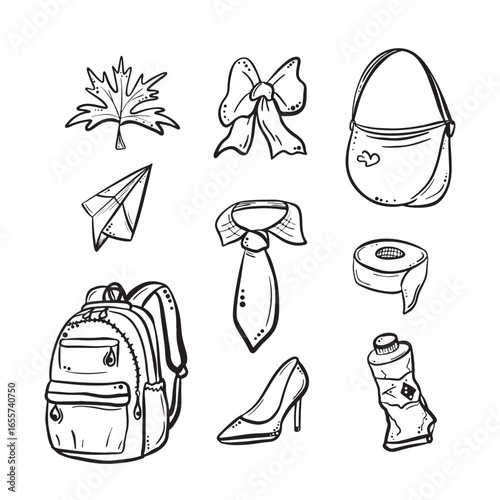 Vector set Back to school Hand drawn Cloth