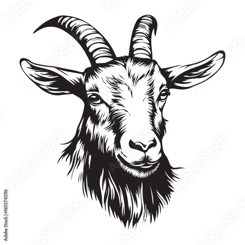 goat head Vector, goat vector illustration, goat head emblem design, Goat silhouette
