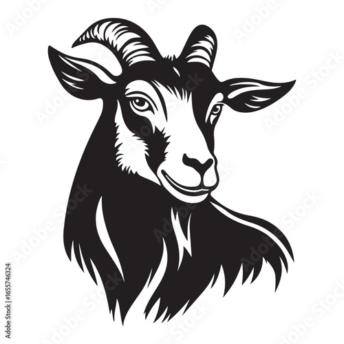 goat head Vector, goat vector illustration, goat head emblem design, Goat silhouette