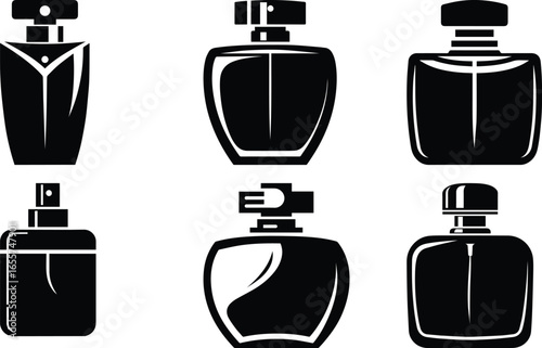 Perfume Bottles bundle silhouette icon vector art