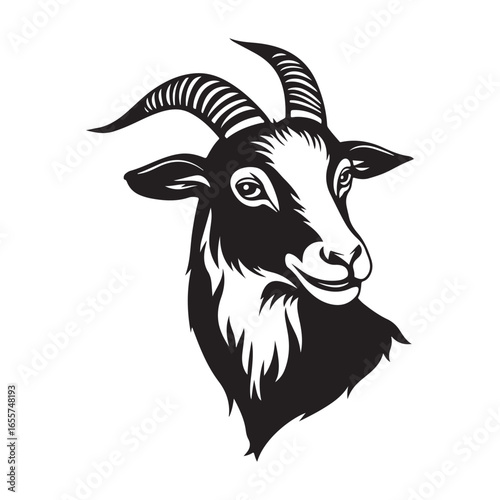 goat head Vector, goat vector illustration, goat head emblem design, Goat silhouette