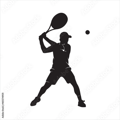 Tennis Player Backhand Silhouette