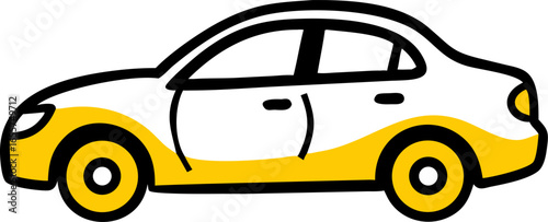 Modern sedan car side view on a clean white background