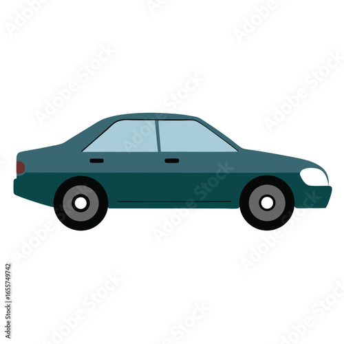 Simple sedan car side view graphic on white background