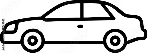 Modern sedan car side view illustration on white background