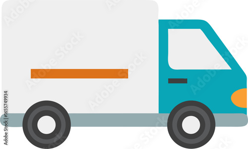 Delivery van front side angle view on white background