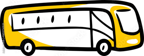 City bus side view with open doors on white background