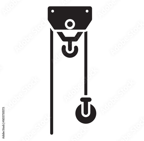 Simple vector illustration of a construction crane pulley block for lifting heavy objects
