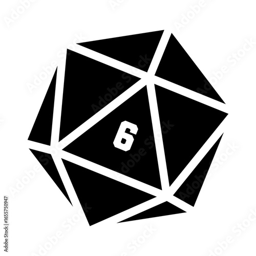 Solid Black Color Dice D20 Natural 6