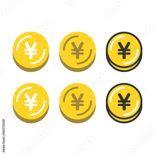 円マーク。￥マーク。コイン。アイコン。Yen sign. ￥ sign. Coin. Icon.