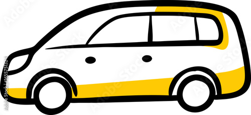 Illustration of a minivan or family car on a white background