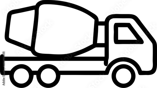 Cement mixer truck side view illustration on white background