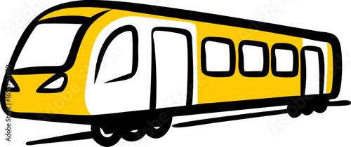 Passenger train car side view illustration