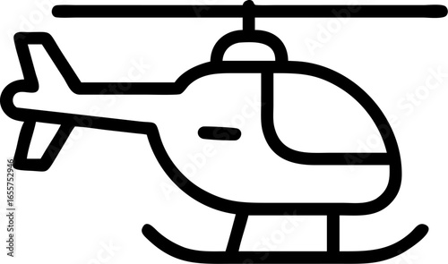 Side view of a helicopter with spinning blades for advertising