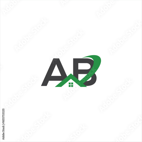 AB real estate logo design. AB letter logo AB Real estate, property and contraction company logo. Initial AB monogram Logo With House Icon. AB Creative Modern Business Vector logo design.