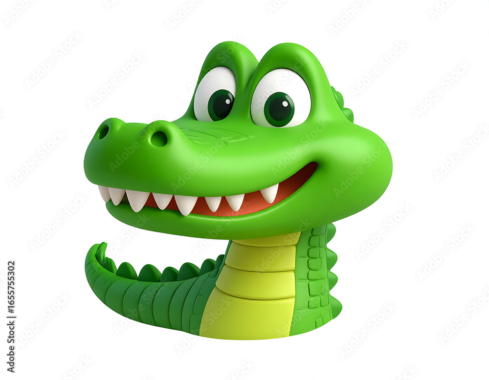 Naklejka premium Delightful green crocodile head with playful features and realistic textures